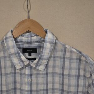 Vince Classic Fit Linen Blend Button Down L